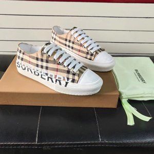 Burberry Logo Print Vintage Check Cotton Sneakers European 39